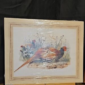Pheasant Art Print with Red and Brown Accents 1994
